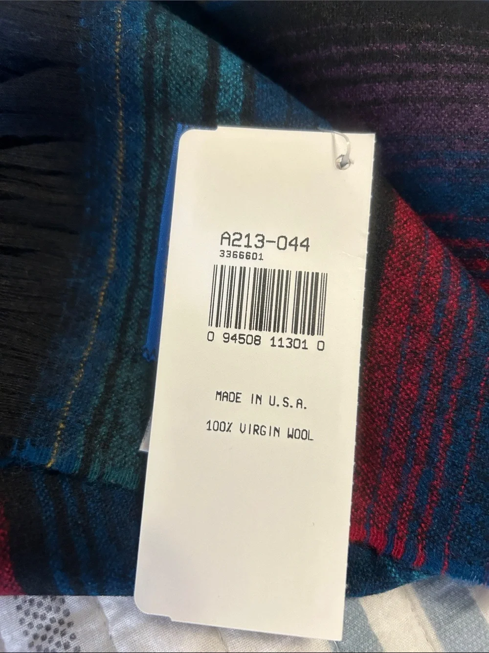 Pendleton Southwestern Teal, Blue and Red Jewel-tone 100% Pure Virgin Wool Scarf